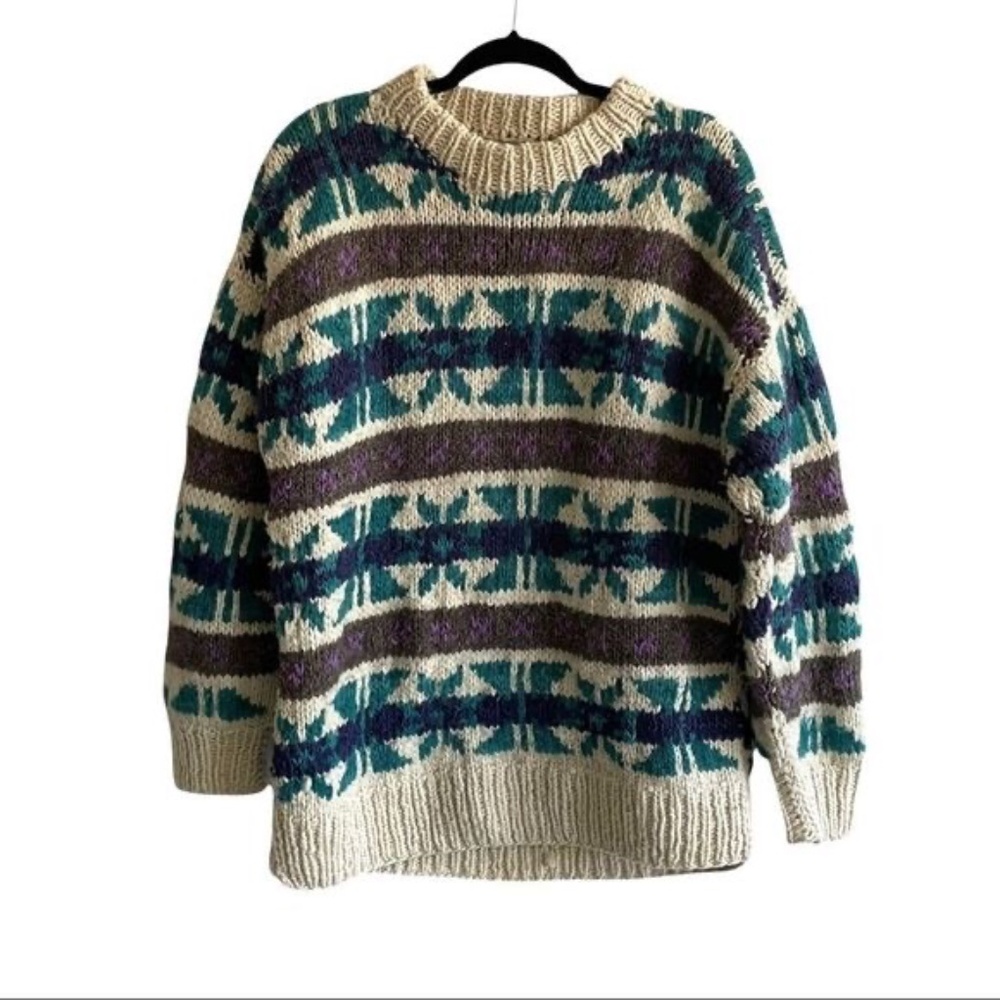 HAND MADE IN ECUADOR Wool Chunky Knit Sweater XL